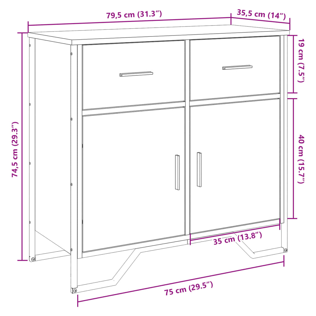 Dulap, , 79,5X35,5X74,5 Cm, Lemn Prelucrat