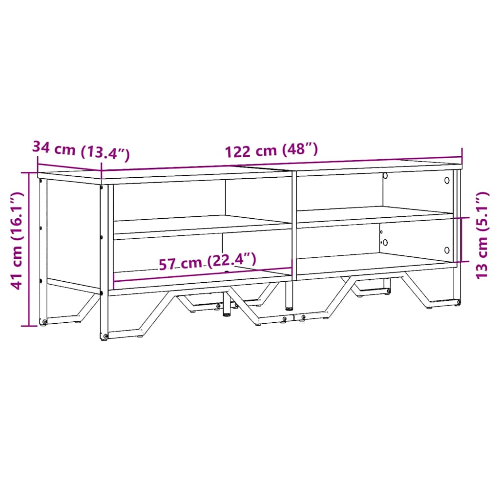 Dulap Tv, Stejar Fumuriu, 122X34X41 Cm, Lemn Prelucrat