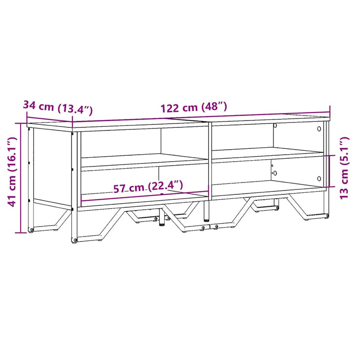 Dulap Tv, Stejar Fumuriu, 122X34X41 Cm, Lemn Prelucrat