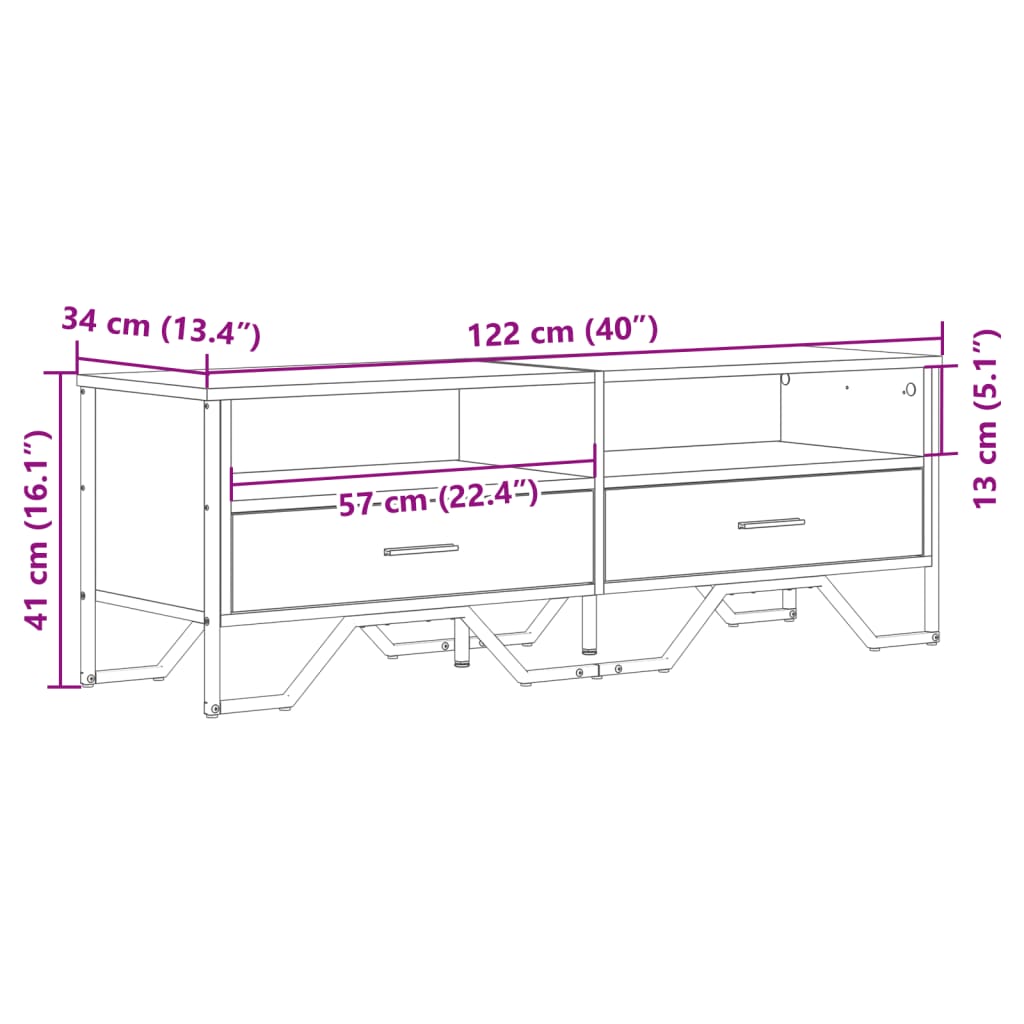 Dulap Tv, Stejar Maro, 122X34X41 Cm, Lemn Prelucrat