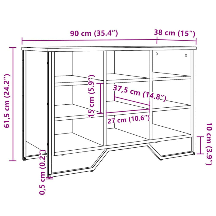 Pantofar, Stejar Fumuriu, 90X38X61,5 Cm, Lemn Prelucrat