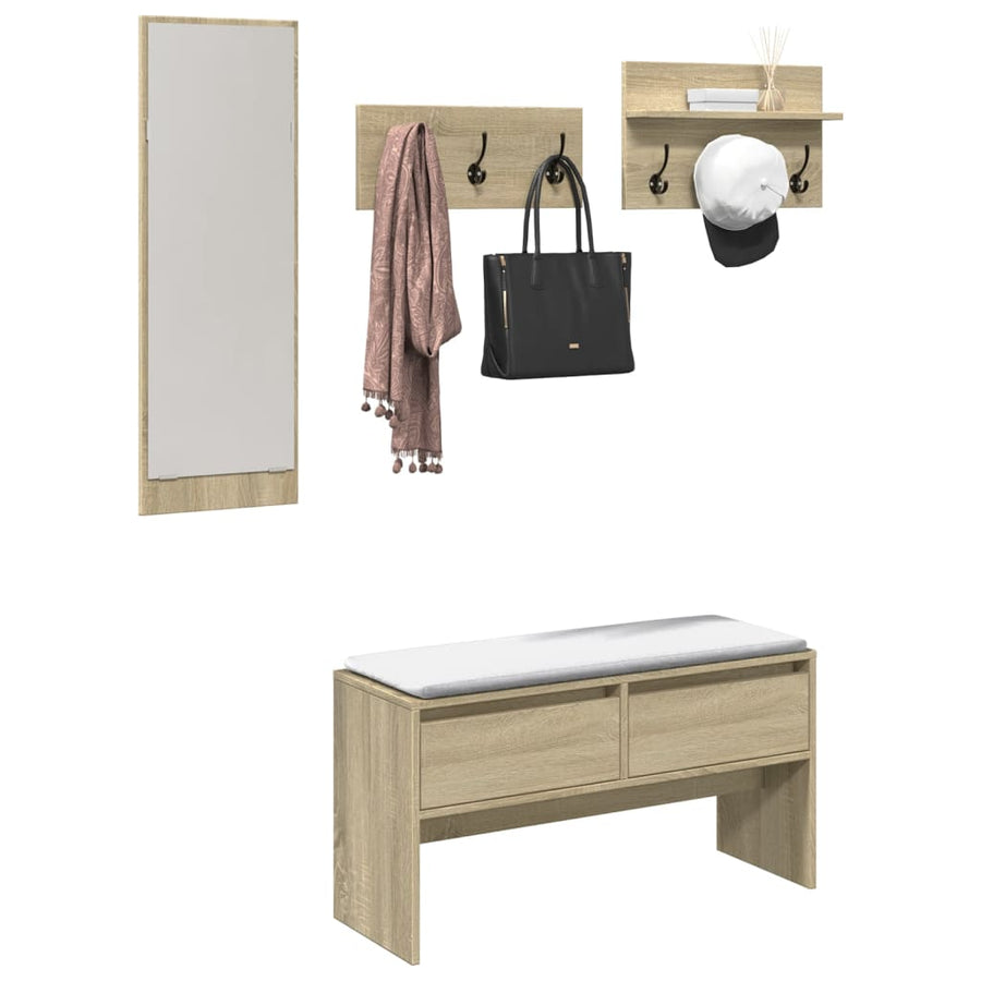Set Mobilier Pentru Hol, 4 Piese, , Lemn Prelucrat