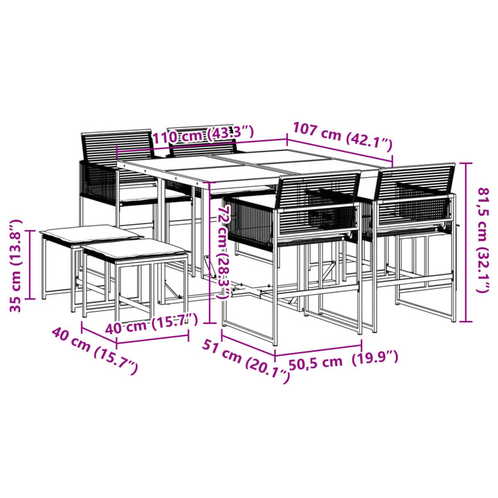Set Mobilier De Grădină Cu Perne, 9 Piese, Negru, Poliratan