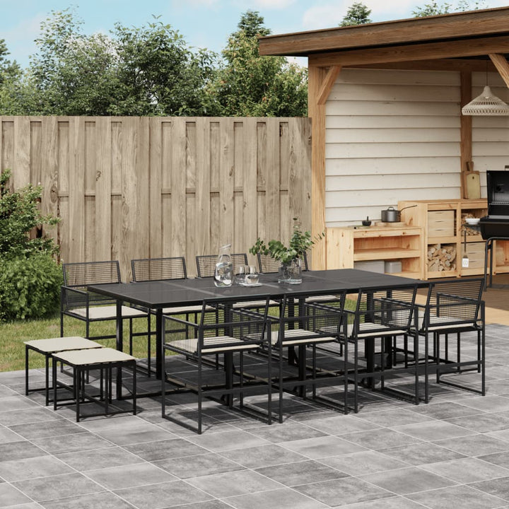 Set Mobilier De Grădină Cu Perne, 9 Piese, Negru, Poliratan