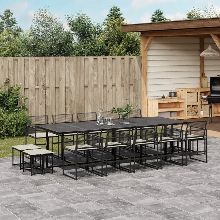 Set Mobilier De Grădină Cu Perne, 9 Piese, Negru, Poliratan