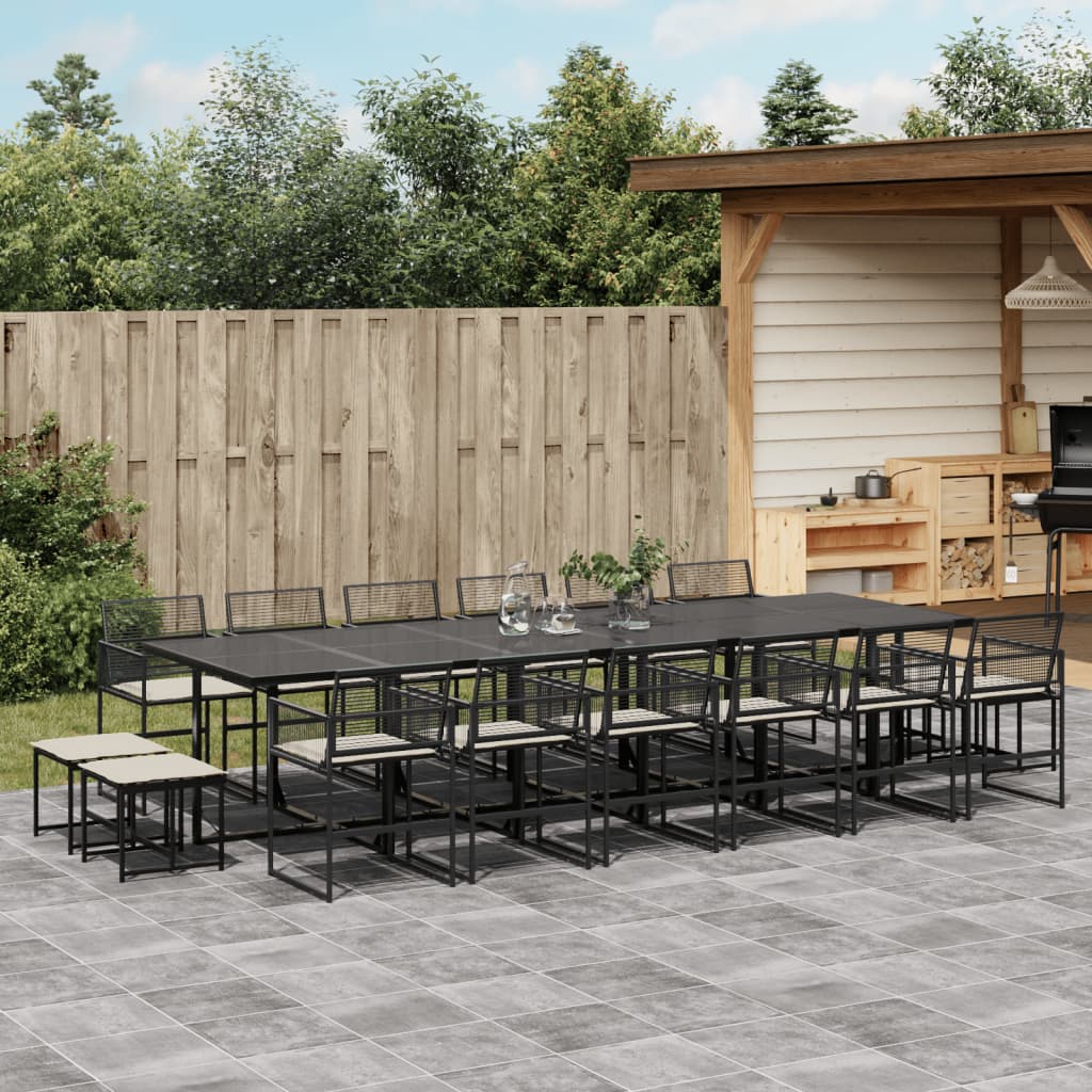 Set Mobilier De Grădină Cu Perne, 9 Piese, Negru, Poliratan