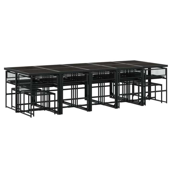 Set Mobilier De Grădină Cu Perne, 15 Piese, Negru, Poliratan