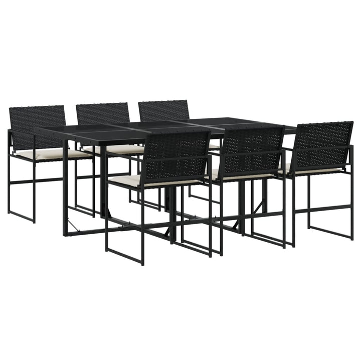 Set Mobilier De Grădină Cu Perne, 7 Piese, Negru, Poliratan