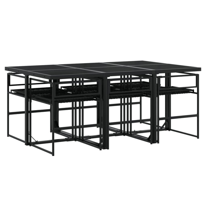 Set Mobilier De Grădină Cu Perne, 7 Piese, Negru, Poliratan