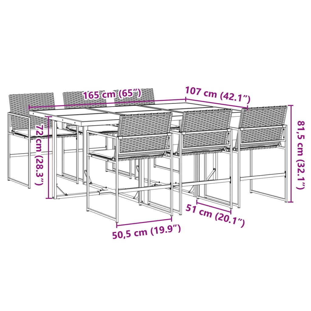 Set Mobilier De Grădină Cu Perne, 7 Piese, Negru, Poliratan