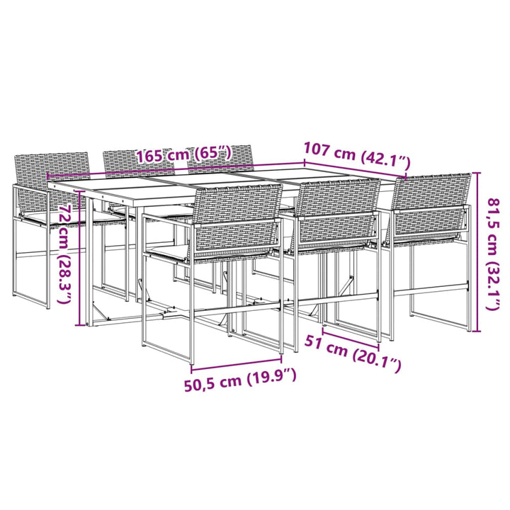 Set Mobilier De Grădină Cu Perne, 7 Piese, Negru, Poliratan