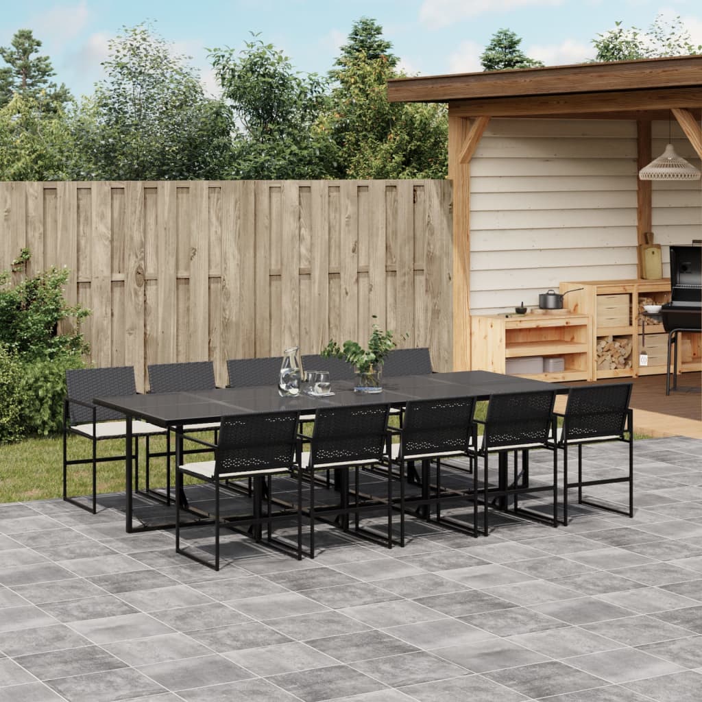 Set Mobilier De Grădină Cu Perne, 7 Piese, Negru, Poliratan