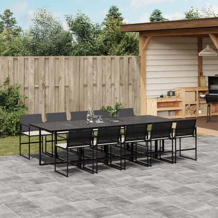Set Mobilier De Grădină Cu Perne, 7 Piese, Negru, Poliratan