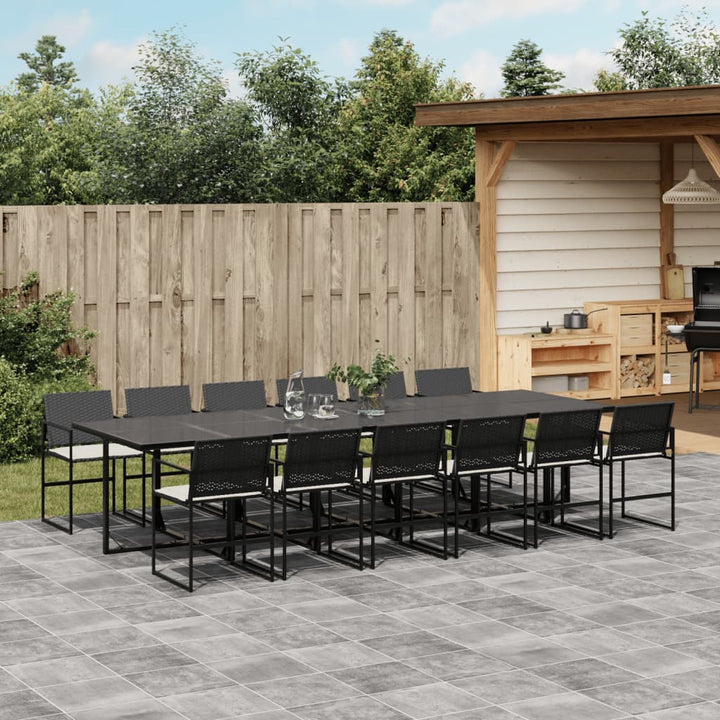 Set Mobilier De Grădină Cu Perne, 7 Piese, Negru, Poliratan