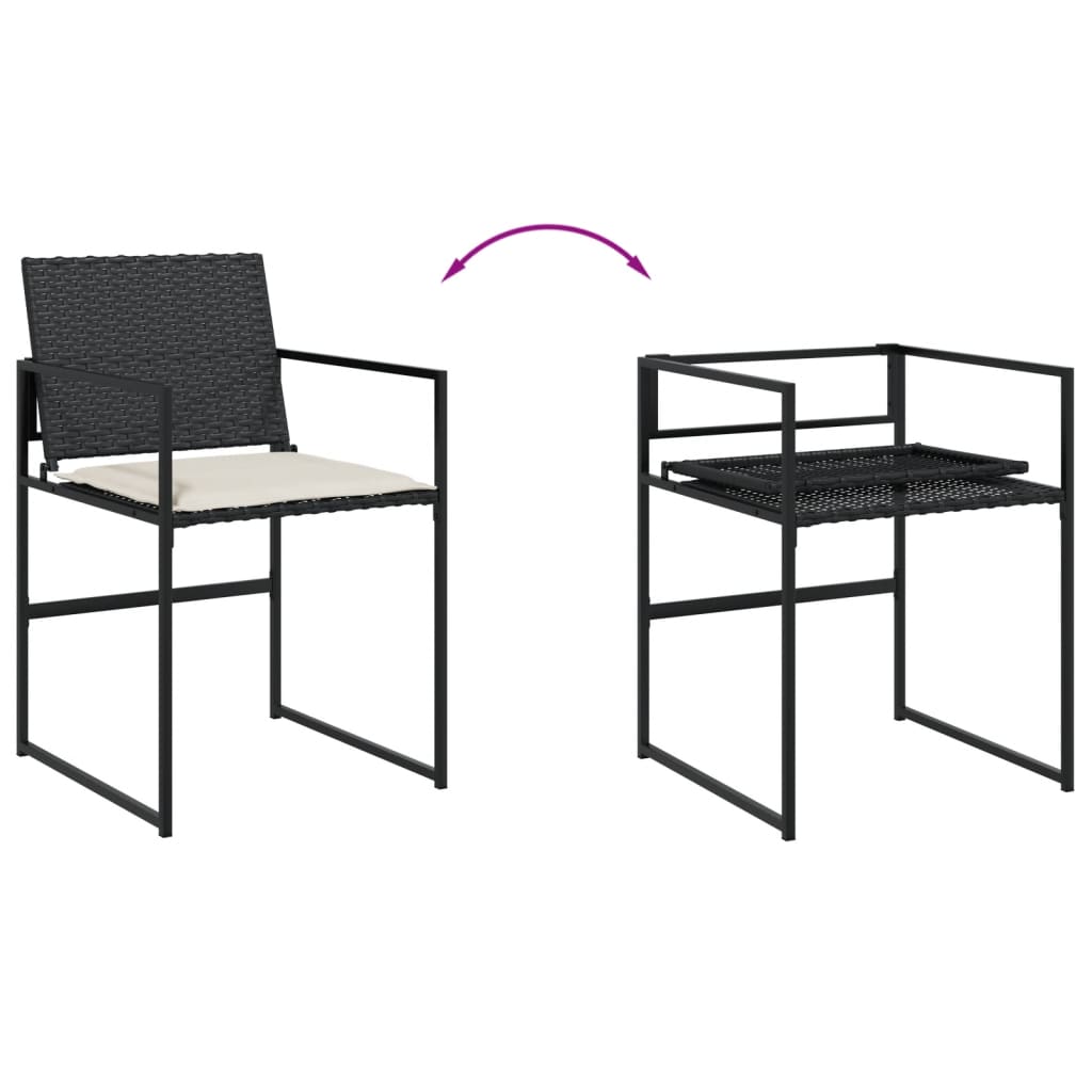 Set Mobilier De Grădină Cu Perne, 15 Piese, Negru, Poliratan