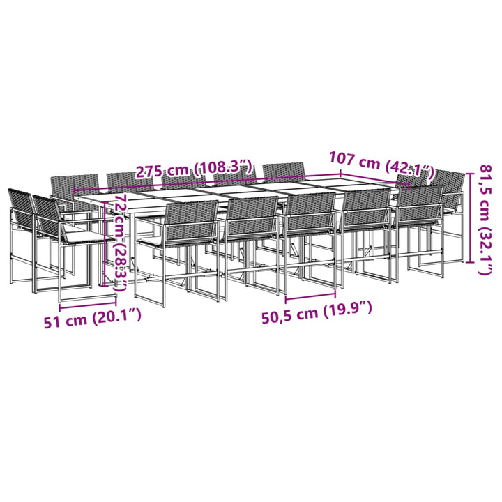 Set Mobilier De Grădină Cu Perne, 15 Piese, Negru, Poliratan