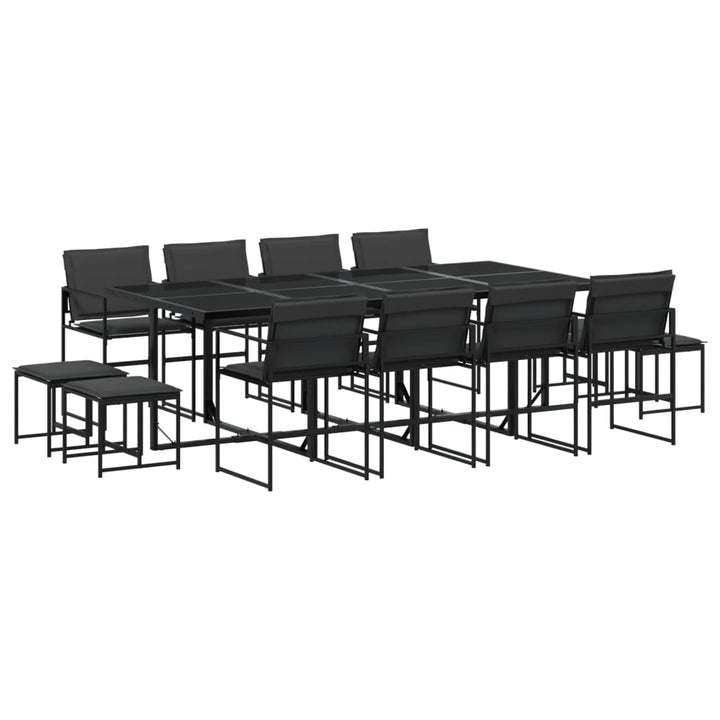 Set Mobilier De Grădină, 13 Piese, Cu Perne, Negru, Textilenă
