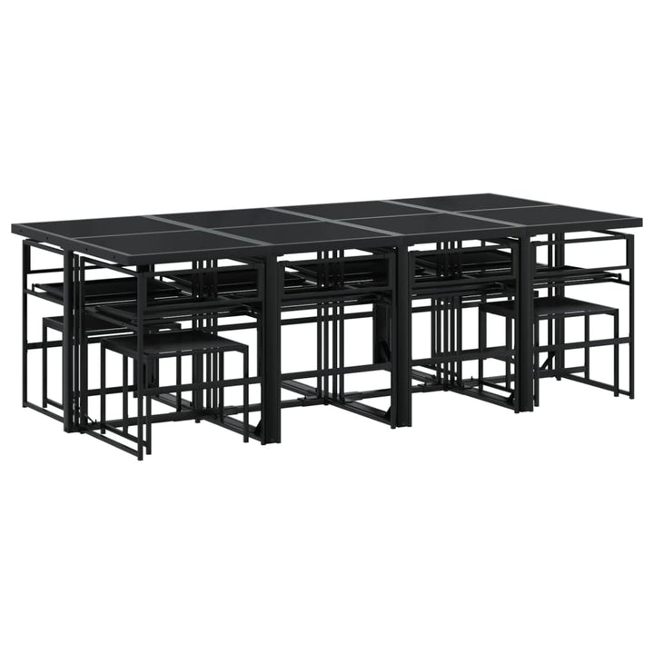 Set Mobilier De Grădină, 13 Piese, Cu Perne, Negru, Textilenă