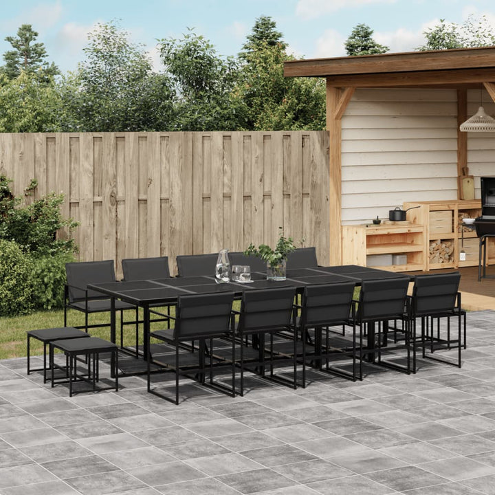 Set Mobilier De Grădină, 13 Piese, Cu Perne, Negru, Textilenă