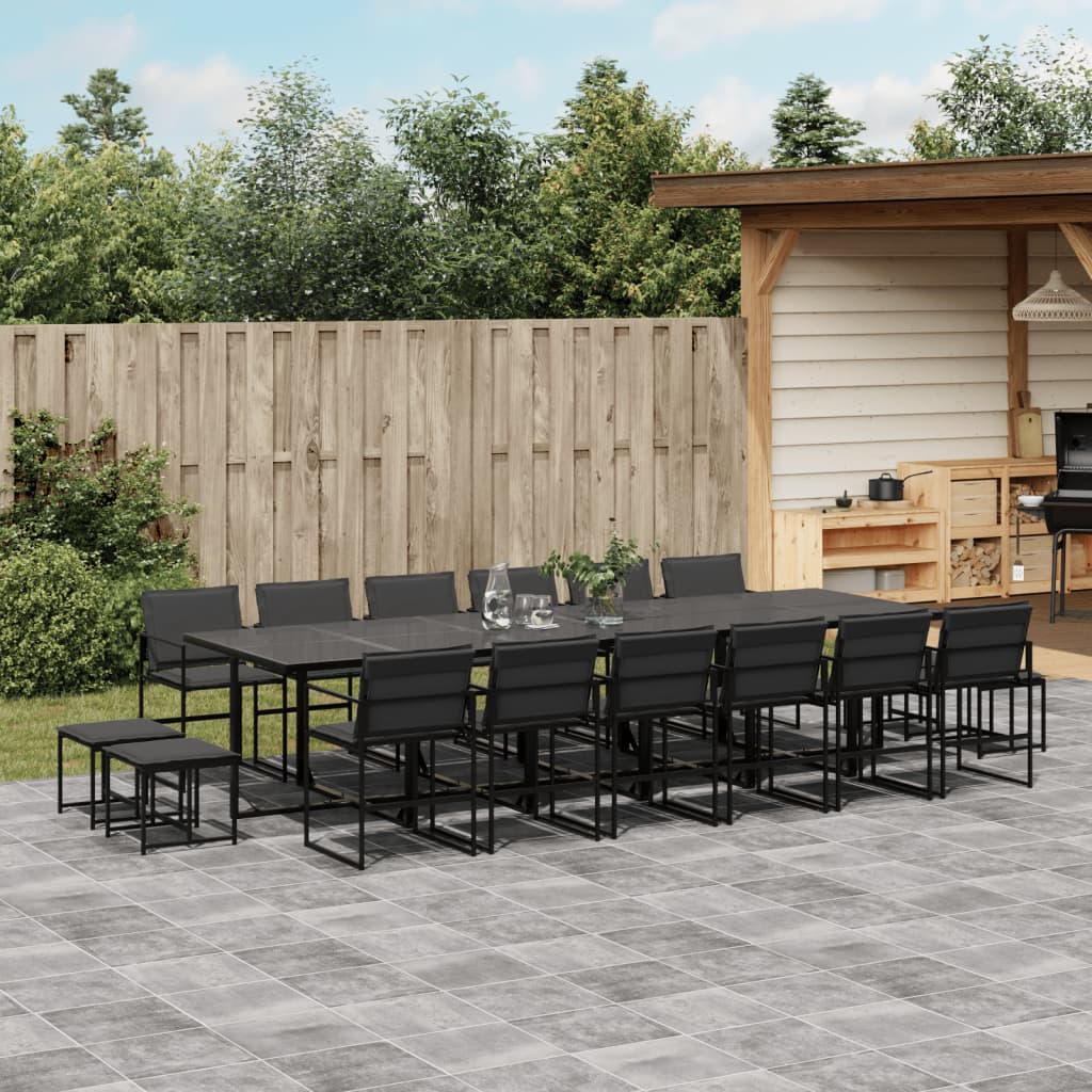 Set Mobilier De Grădină, 13 Piese, Cu Perne, Negru, Textilenă
