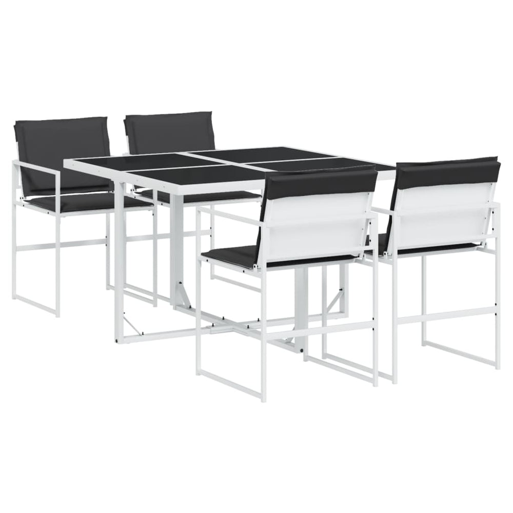 Set Mobilier De Grădină, 5 Piese, Cu Perne, Alb, Textilenă
