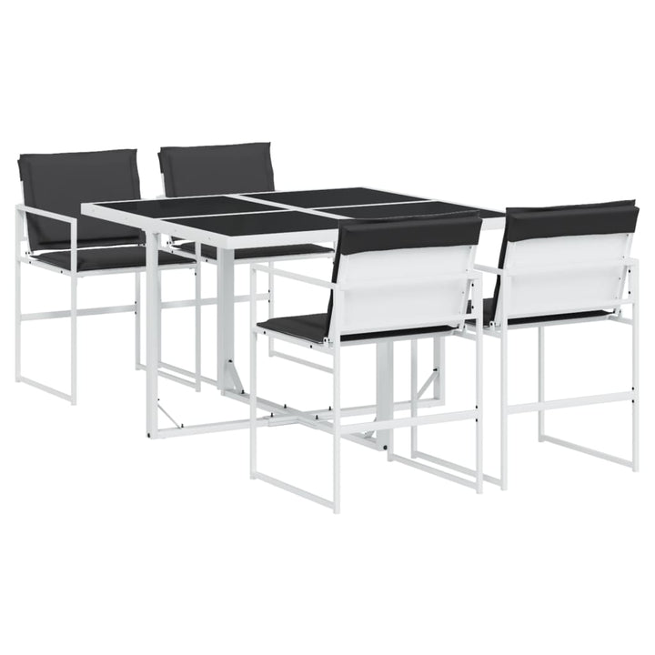 Set Mobilier De Grădină, 5 Piese, Cu Perne, Alb, Textilenă