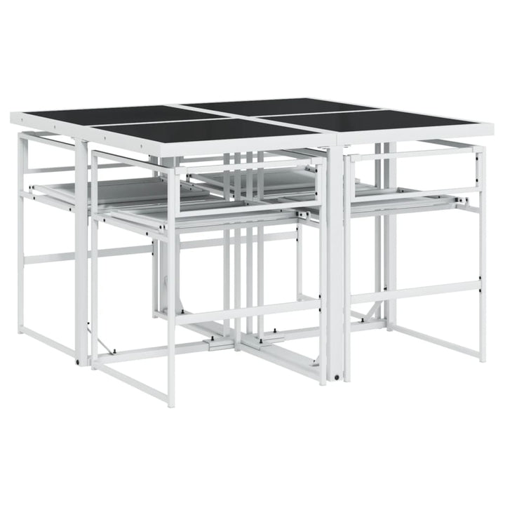 Set Mobilier De Grădină, 5 Piese, Cu Perne, Alb, Textilenă