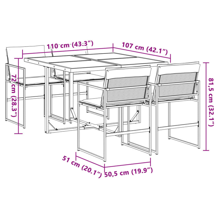 Set Mobilier De Grădină, 5 Piese, Cu Perne, Alb, Textilenă