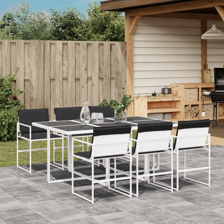 Set Mobilier De Grădină, 5 Piese, Cu Perne, Alb, Textilenă