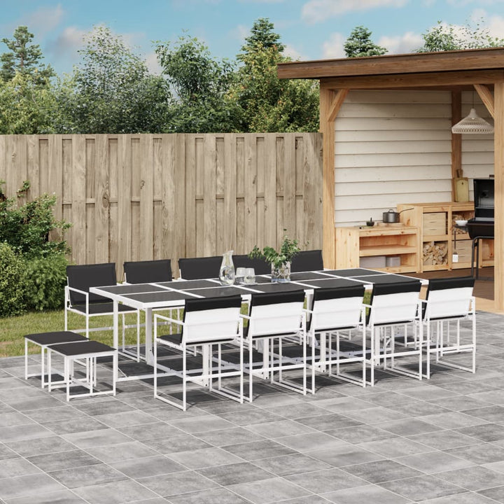 Set Mobilier De Grădină, 13 Piese, Cu Perne, Alb, Textilenă