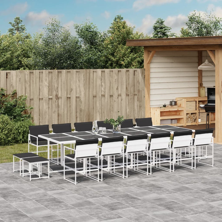 Set Mobilier De Grădină, 13 Piese, Cu Perne, Alb, Textilenă