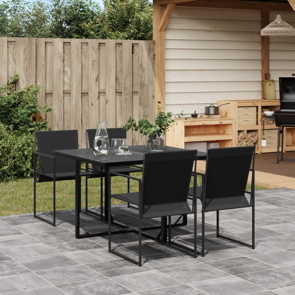 Set Mobilier De Grădină, 9 Piese, Negru, Textilenă