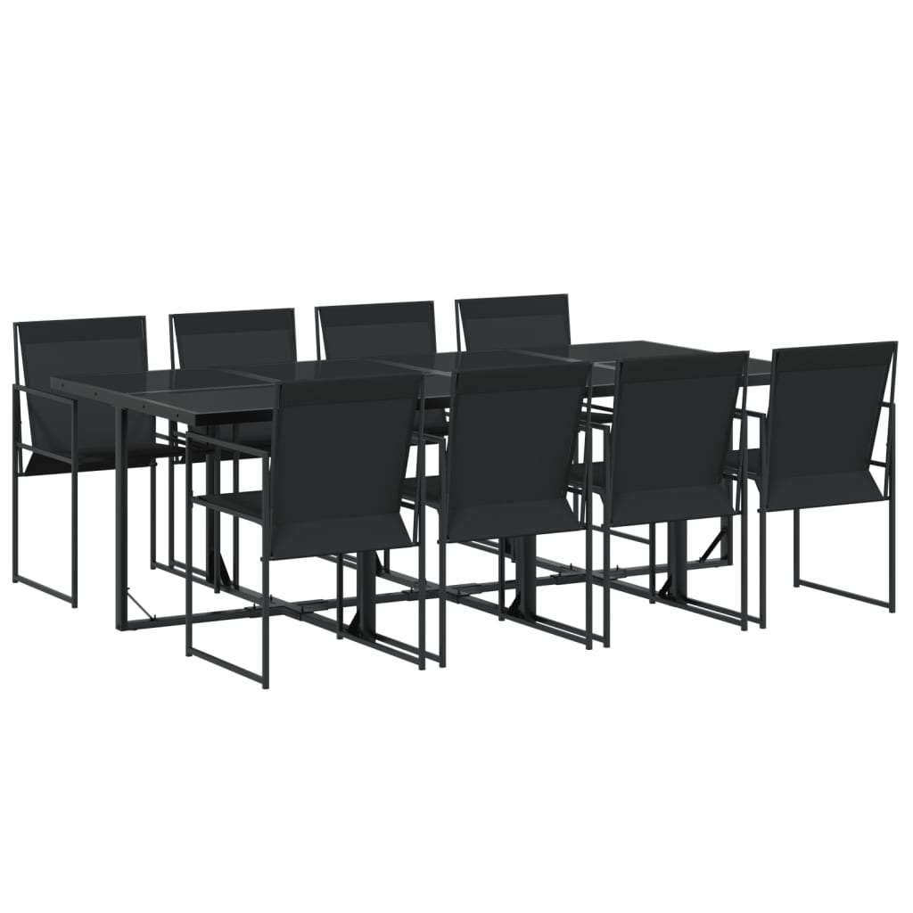 Set Mobilier De Grădină, 9 Piese, Negru, Textilenă
