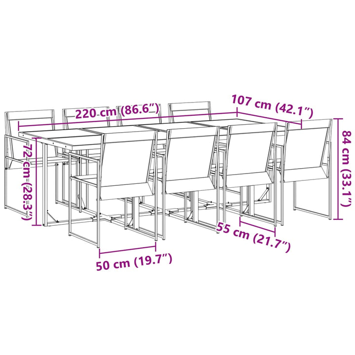 Set Mobilier De Grădină, 9 Piese, Negru, Textilenă