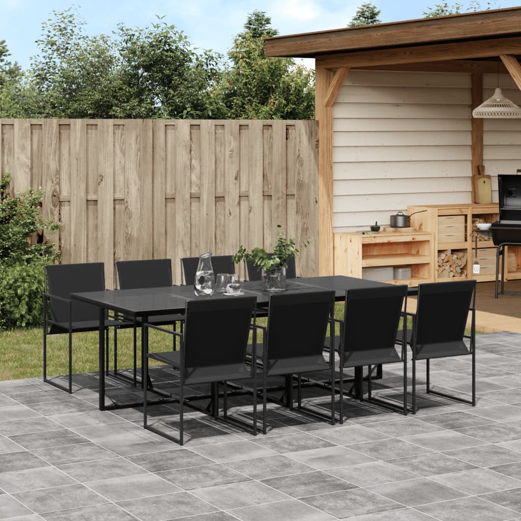 Set Mobilier De Grădină, 9 Piese, Negru, Textilenă