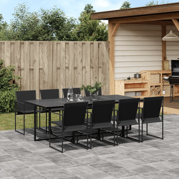 Set Mobilier De Grădină, 9 Piese, Negru, Textilenă
