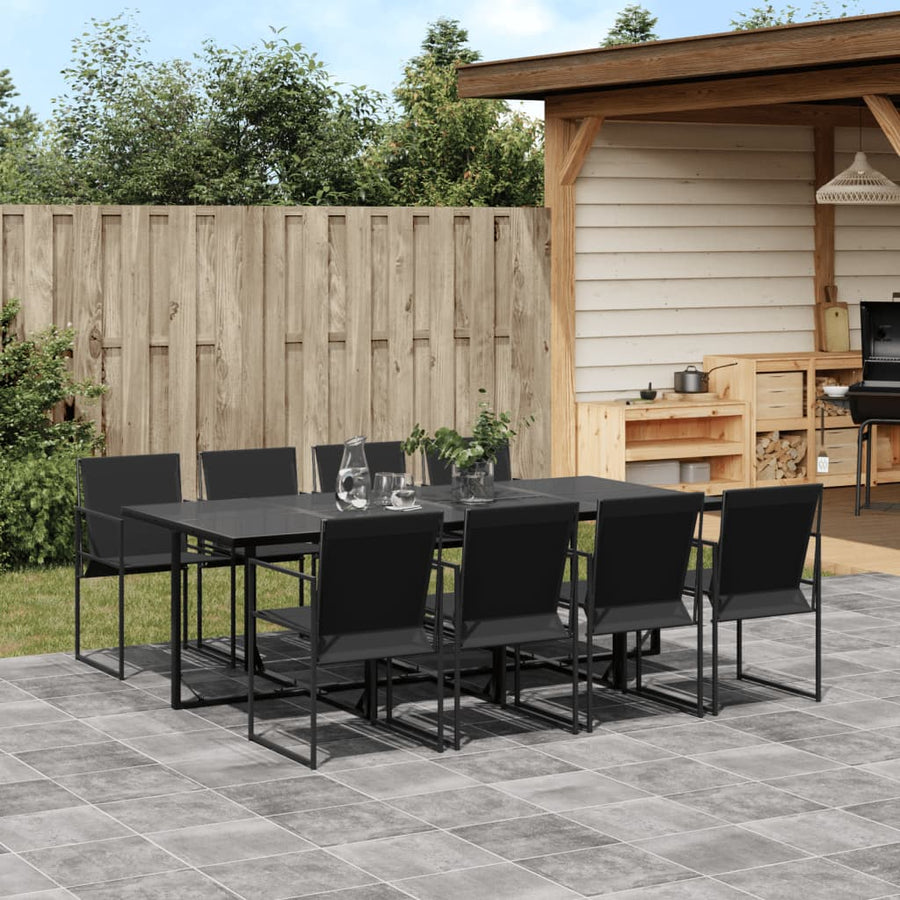 Set Mobilier De Grădină, 9 Piese, Negru, Textilenă