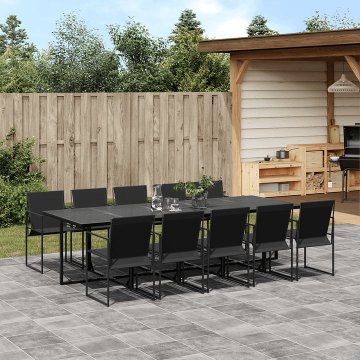 Set Mobilier De Grădină, 9 Piese, Negru, Textilenă