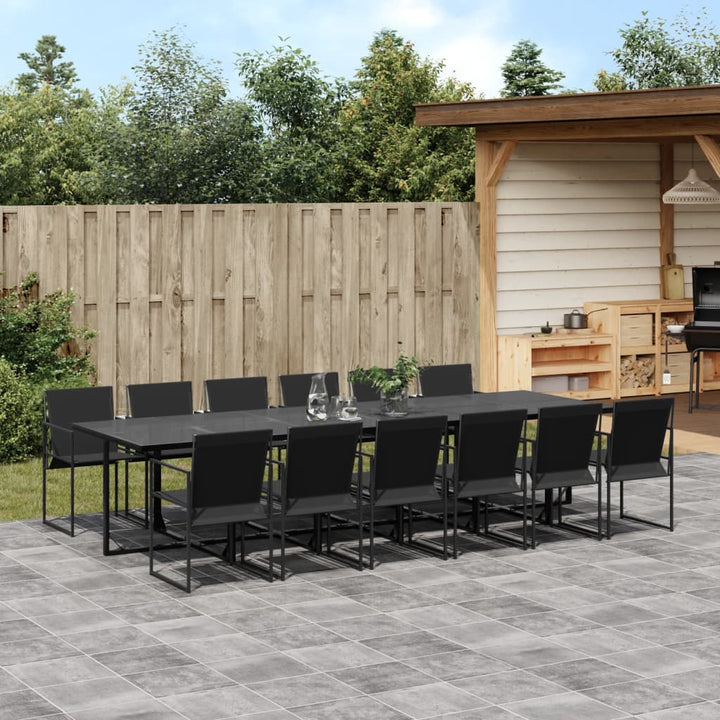 Set Mobilier De Grădină, 9 Piese, Negru, Textilenă
