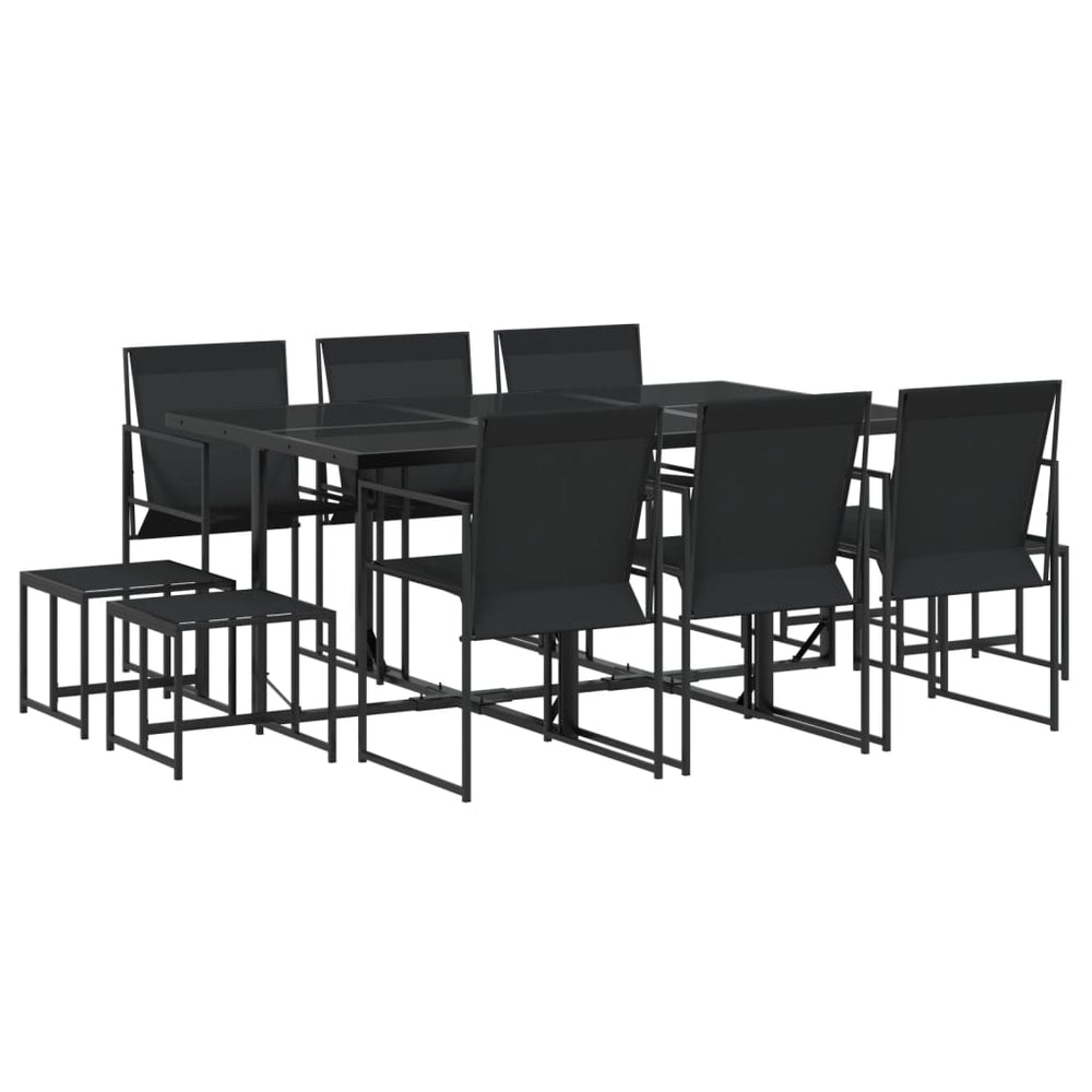 Set Mobilier De Grădină, 11 Piese, Negru, Textilenă