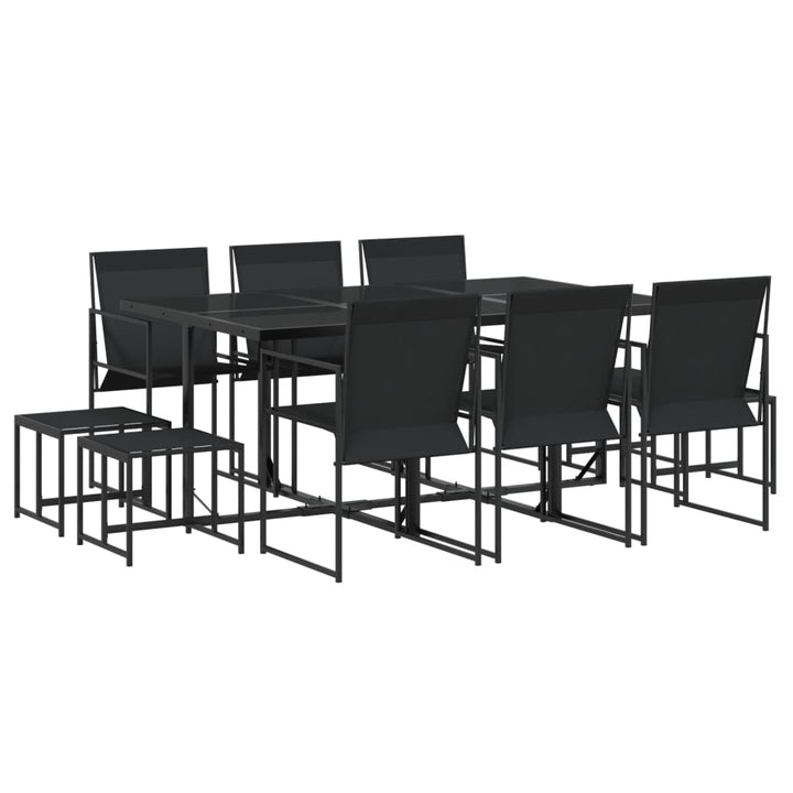 Set Mobilier De Grădină, 11 Piese, Negru, Textilenă