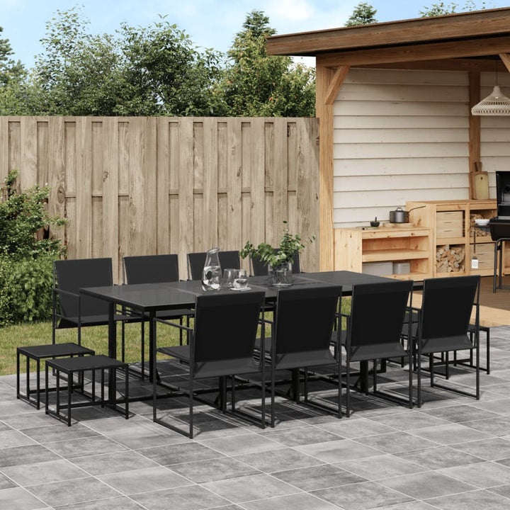 Set Mobilier De Grădină, 11 Piese, Negru, Textilenă