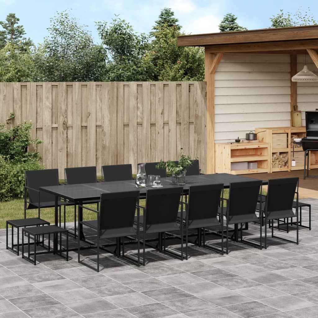 Set Mobilier De Grădină, 11 Piese, Negru, Textilenă