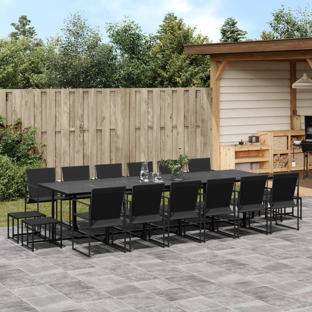 Set Mobilier De Grădină, 11 Piese, Negru, Textilenă