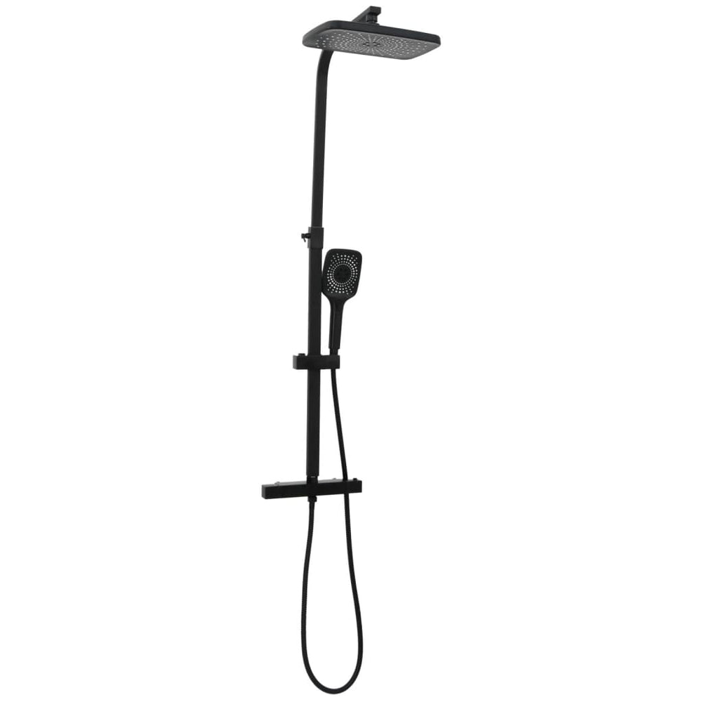 Set De Duș Cu Două Capete, Mixer Și Furtun, Negru, Alamă