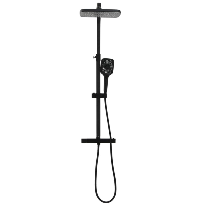 Set De Duș Cu Două Capete, Mixer Și Furtun, Negru, Alamă