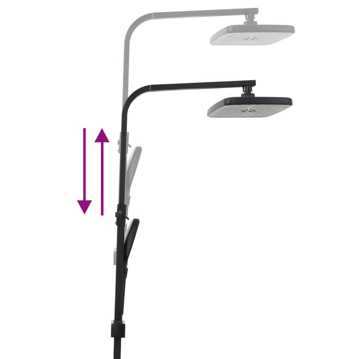 Set De Duș Cu Două Capete, Mixer Și Furtun, Negru, Alamă