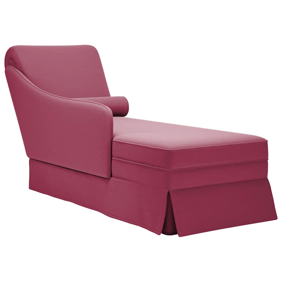 Șezlong Cu Șezlong Și Cotieră Dreaptă Wine Red Velvet