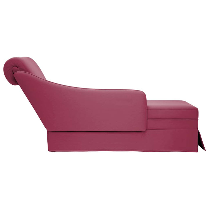 Șezlong Cu Șezlong Și Cotieră Dreaptă Wine Red Velvet