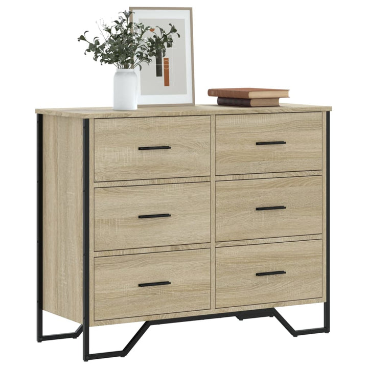 Comodă Cu Sertare Stejar Fumuriu 91X35,5X74,5 Cm Lemn Prelucrat